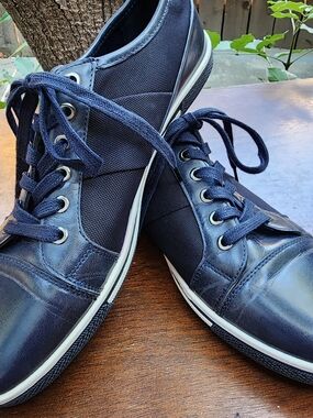 Zanzara Rory Men's Navy Blue Leather Mesh Lace Up Cap Toe Sneakers Sz [9.5]